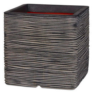 Square Resin Dark Gray Planter by Cadix Capi Tutch RibbedL40 W40 H40 cm Large, 64L