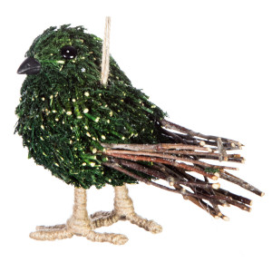 Christmas Tree Decor Hanging Forest Robin, Green, H13 cm by Premier Decorations