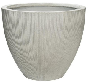 Round Fiberstone Ribbed Large Grey D41.5 H35 cm Planter by Idealist Premium JESSLIN, 47L