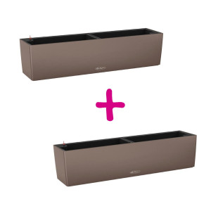 Set of two Nutmeg LECHUZA BALCONERA Color 80 Self Watering Table/Window Box Planters: L80 W19 H19 cm, 12 litres Cap + L80 W19 H19 cm, 12 litres Cap