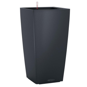LECHUZA CUBICO Color 30 Slate Poly Resin Floor Self-watering Planter with Substrate and Water Level Indicator H56 L30 W30 cm, 40L
