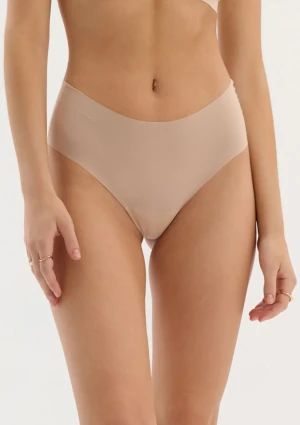 Brazyliany bezszwowe ultracienkie wysoki stan Mousse Maxi Julimex beżowe XL/XXL