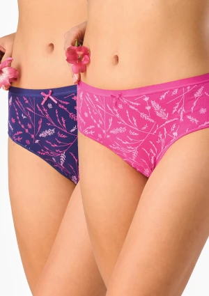 Figi damskie 2pak bawełniane wzorzyste midi bikini LPC 528 Key FUKSJA/GRANAT XL