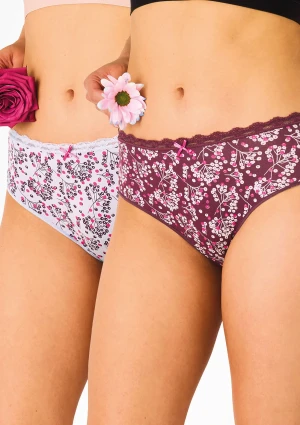 Figi damskie 2pak bawełniane midi bikini w jarzębinę LPC 557 Key FIOLETOWY L