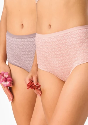 Figi damskie 2pak bawełniane z wysokim stanem maxi bikini LPF 907 Key BEŻOWY/RÓŻOWY M