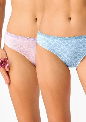 Figi damskie 2pak bawełniane mini bikini z koronką LPR 581 Key SZARY/RÓŻOWY XL