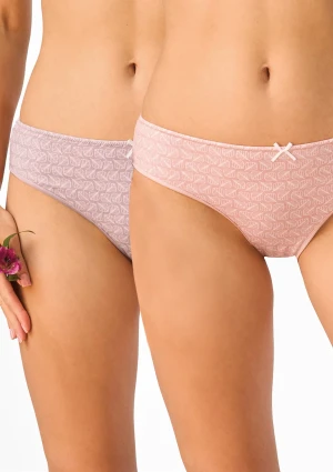 Figi damskie 2pak bawełniane mini bikini pastelowe LPR 907 Key BEŻOWY/RÓŻOWY S