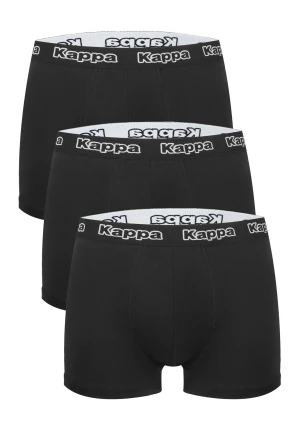 Bokserki męskie bawełniane (3pack) klasyczne czarne logowana guma Kappa K1221 S