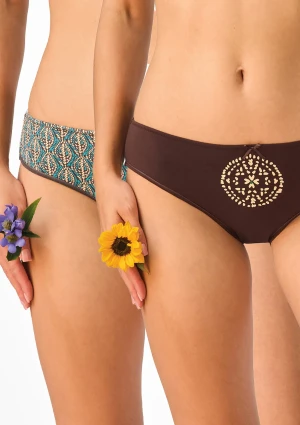 Figi damskie 2pak bawełniane mini bikini w odcieniach brązu LPR 504 Key BRĄZOWY L