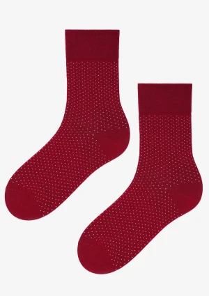 Skarpety męskie bawełniane w elegancki wzór bordowe Prestige Cerber 39/41