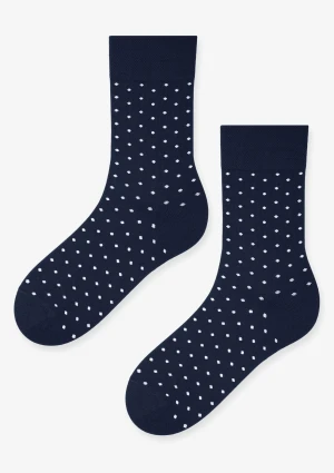 Skarpety męskie bawełniane w elegancki wzór ciemny granat Prestige Cerber 39/41