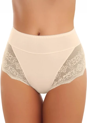 Figi damskie bawełniane z podwyższonym stanem beżowe duże rozmiary Ella Maxi Emili 3XL