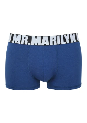 Bokserki męskie klasyczne niebieskie z logowaną gumą Letters Boxer Marilyn M