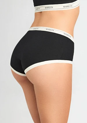 Figi damskie z bawełny organicznej o pełnym tyle czarne Panty Cotton Karen Marilyn M/L