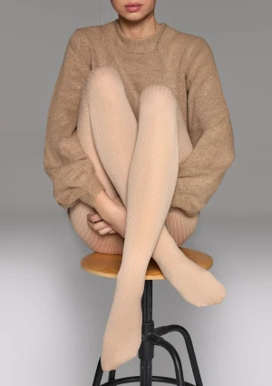 Rajstopy damskie z wiskozy i kaszmiru kremowe Cashmere D09 Line Marilyn 5-XL