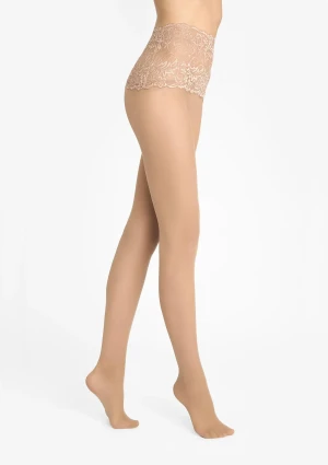 Gładkie rajstopy damskie z wyszczuplającym pasem Lux Line Slim Emotion 30 Marilyn beige 1/2