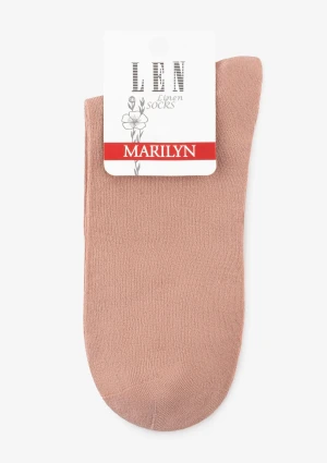 Skarpetki damskie klasyczne z wiskozy i lnu ciemny beż Len Line Socks Marilyn ONE SIZE