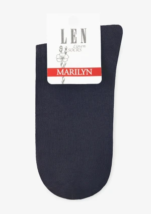Skarpetki damskie klasyczne z wiskozy i lnu denim Len Line Socks Marilyn ONE SIZE