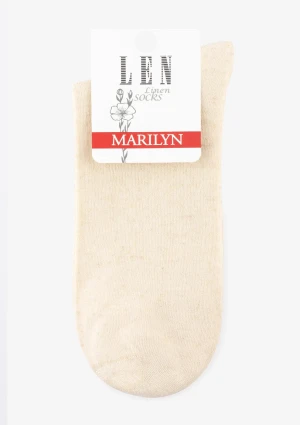 Skarpetki damskie klasyczne z wiskozy i lnu kremowe Len Line Socks Marilyn ONE SIZE