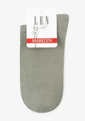 Skarpetki damskie klasyczne z wiskozy i lnu oliwkowe Len Line Socks Marilyn ONE SIZE