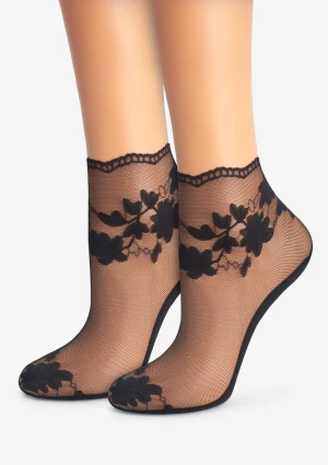 Skarpetki damskie z eleganckiej transparentnej siateczki czarne E21 Marilyn 38/41