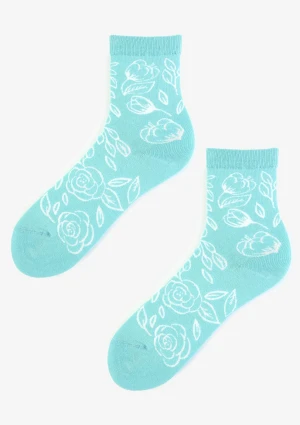 Skarpetki damskie z bawełny w kwiaty SL Flora Mint Marilyn 36-40