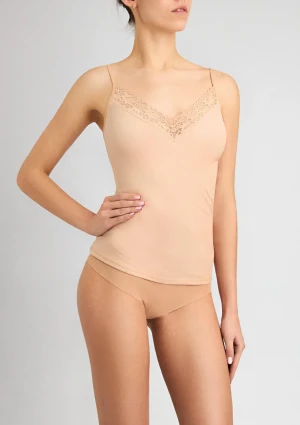 Top damski na ramiączkach z bawełny organicznej beżowy Infinity Marilyn XL