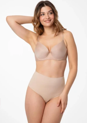 Majtki damskie brazyliany bezszwowe z wysokim stanem Amber Brasil Maxi Julimex beż XXL