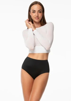 Majtki damskie brazyliany bezszwowe z wysokim stanem Amber Brasil Maxi Julimex czarne S