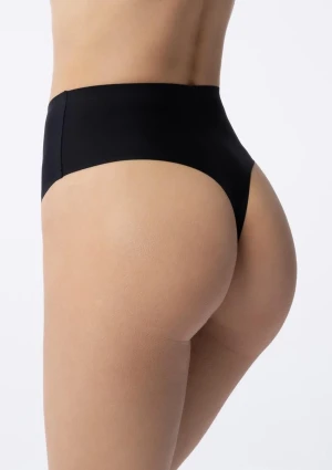 Stringi damskie czarne wysokie bezszwowe String Maxi S