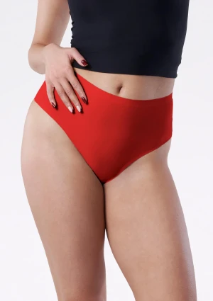Stringi damskie bezszwowe z wysokim stanem czerwone Simple String Maxi Julimex S