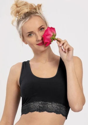 Top damski bambusowy z wyjmowanymi wkładkami czarny LBT 111 Key XS