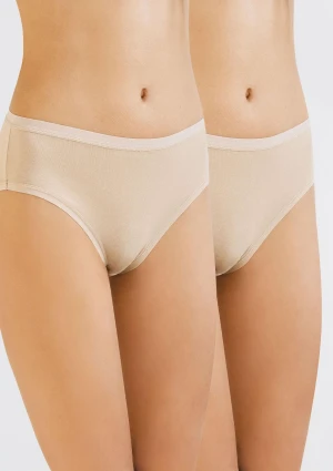 Figi damskie bawełniane (2pack) klasyczne z wyższym stanem beżowe 3146 Cotton Kleo M