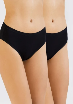 Figi damskie bawełniane (2pack) klasyczne z wyższym stanem czarne 3146 Cotton Kleo S
