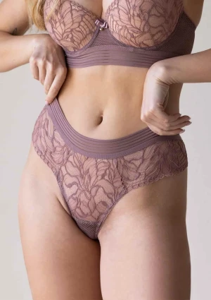 Majtki damskie brazyliany koronkowe z wyższym stanem cappuccino 3587 Ariel Kleo XL