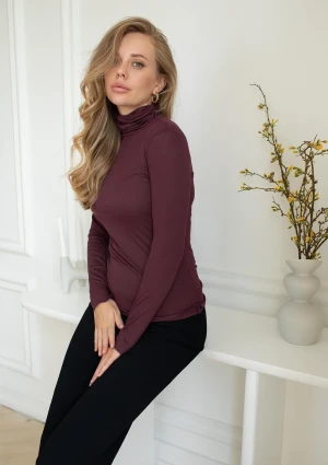 Bluzka z golfem z kaszmiru i modalu śliwkowa 3689 Barre Kleo XL