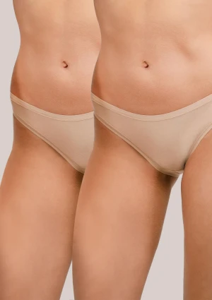 Figi damskie bawełniane (2pack) ze średnim stanem beżowe 129 Cotton Kleo L