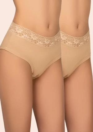 Figi damskie bawełniane (2pack) pełne z koronką beżowe 168 Cotton Kleo L