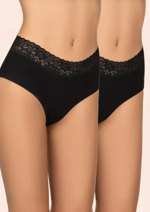 Figi damskie bawełniane (2pack) pełne z koronką czarne 168 Cotton Kleo XL