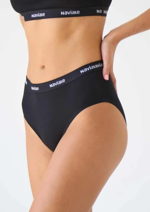 Figi damskie bawełniane czarne z wysokim stanem New York LU123-03 Naviale XL