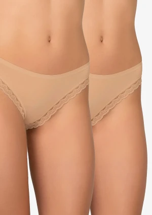 Figi damskie bawełniane 2pak midi bikini Kleo beżowe S