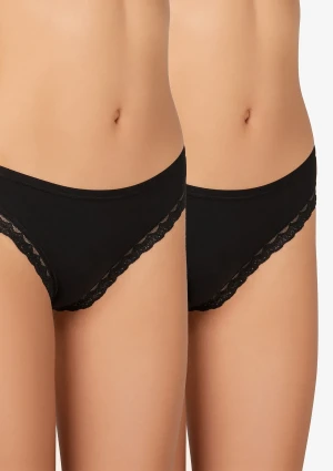 Figi damskie bawełniane 2pak midi bikini 147 Kleo czarne S