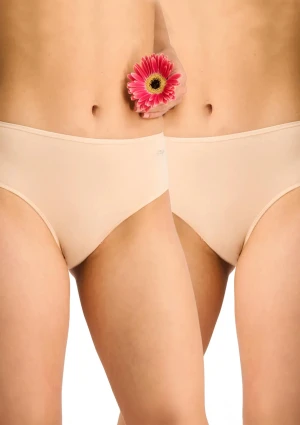 Figi damskie bawełniane (2pack) klasyczne gładkie o pełnym tyle beż LPC 185 Key M