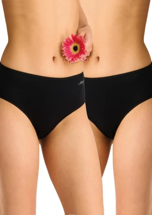 Figi damskie bawełniane (2pack) klasyczne gładkie o pełnym tyle czarne LPC 185 Key L