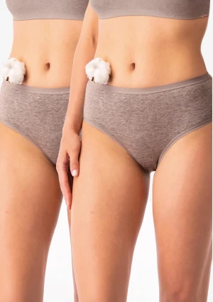 Majtki damskie (2 pack) bawełniane klasyczne kolorze cappucino LPC 010 Key XL