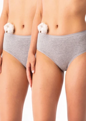 Figi damskie bawełniane (2 pack) szare klasyczne o wyższym kroju LPC 010 Key XXL