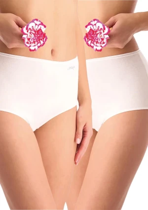 Figi damskie bawełniane (2pack) gładkie białe z wysokim stanem LPF 185 Key S