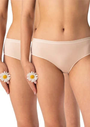 Figi damskie bawełniane (2pack) klasyczne gładkie beżowe LPN 132 Key M