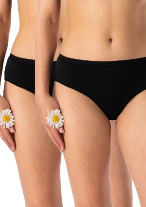 Figi damskie bawełniane (2pack) klasyczne gładkie czarne LPN 132 Key XL