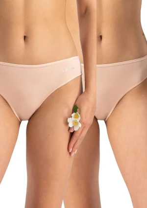 Figi damskie bawełniane (2pack) gładkie beżowe z niskim stanem LPR 185 Key XL